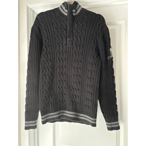 Nautica Cable Knit Sweater Mens Size Large Black EUC - Picture 1 of 8